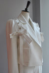 CLEARANCE - WHITE SUIT WITH BOWS AND CRYSTALS
