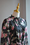 BLACK AND PINK FLOWER FIT AND FLAIR MINI DRESS