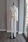 CLEARANCE - WHITE SUIT WITH BOWS AND CRYSTALS