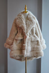 BEIGE FAUX FUR  HIGH AND LOW COAT