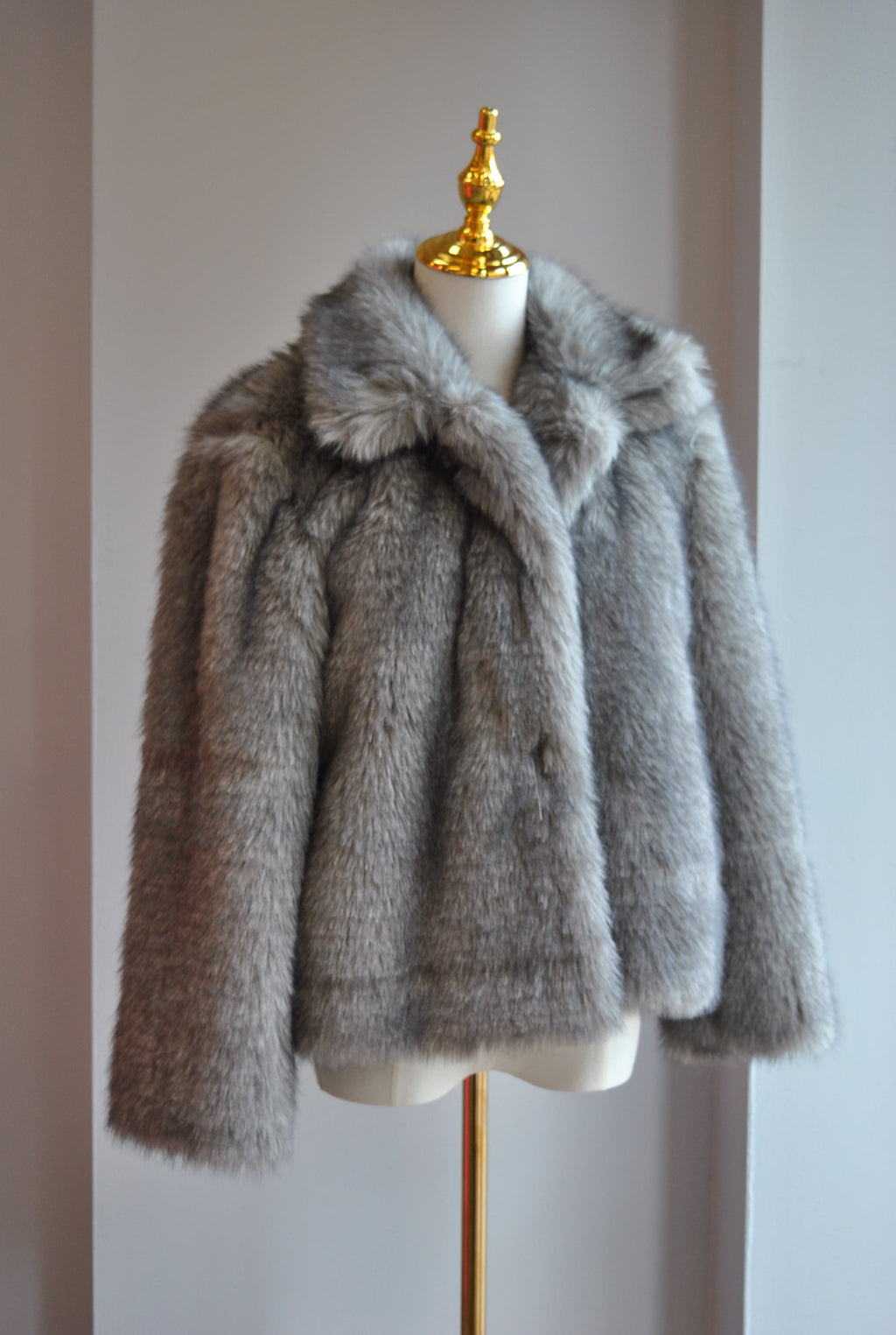 GREY FAUX FUR JACKET
