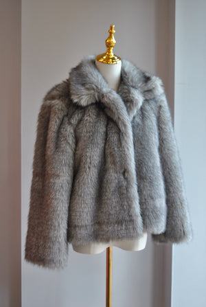 GREY FAUX FUR JACKET