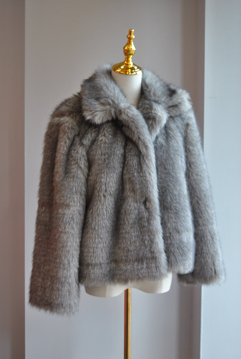 GREY FAUX FUR JACKET