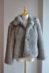 BLACK CROPPED FAUX LEATHER JACKET AND FUR