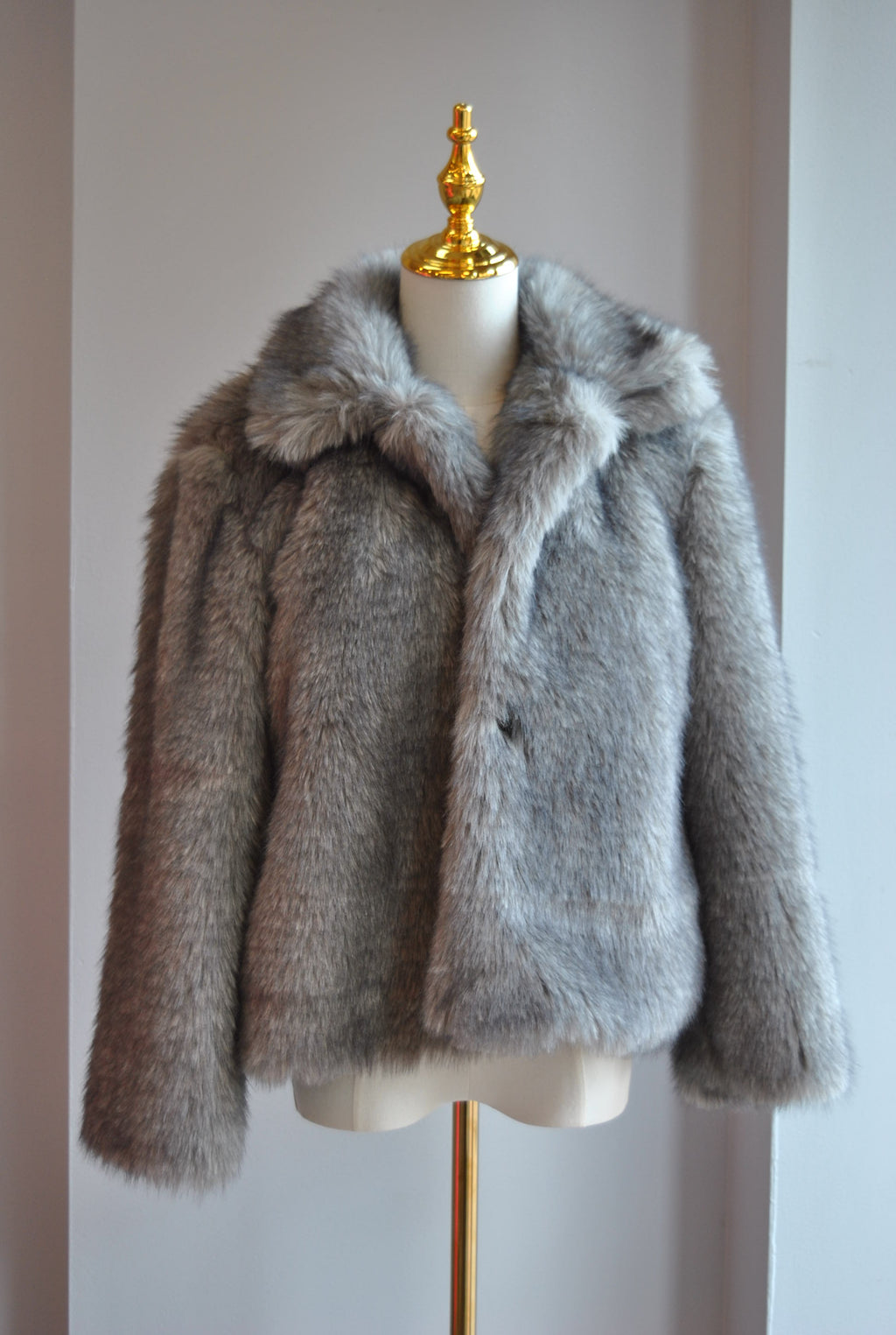 GREY FAUX FUR JACKET