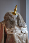 GOLD FAUX LEATHER JACKET WITH FAUX FUR