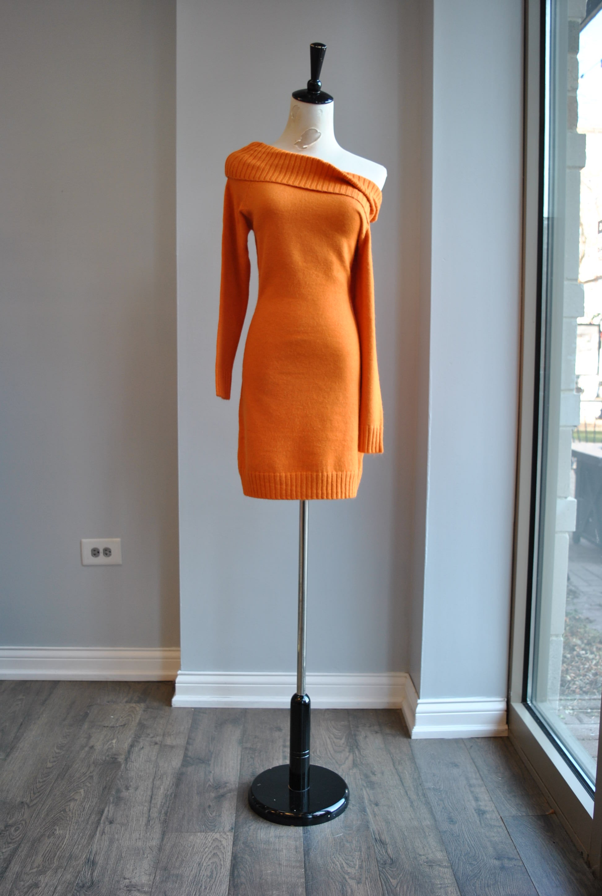 orange off the shoulder sweater dress CLEARANCE