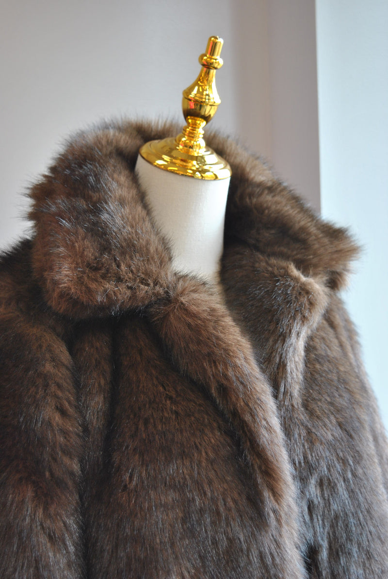 CHOCOLATE BROWN FAUX FUR JACKET