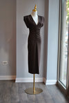 CHOCOLATE BROWN MIDI FIT DRESS