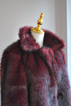 BURGUNDY FAUX FUR JACKET