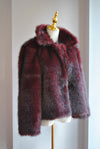 BURGUNDY FAUX FUR JACKET