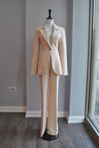 Norton Pant Suit Yellow Cream Embellished Women Size 10-12 Vtg Wedding  Bride NWT | eBay