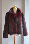 BLACK CROPPED FAUX LEATHER JACKET AND FUR