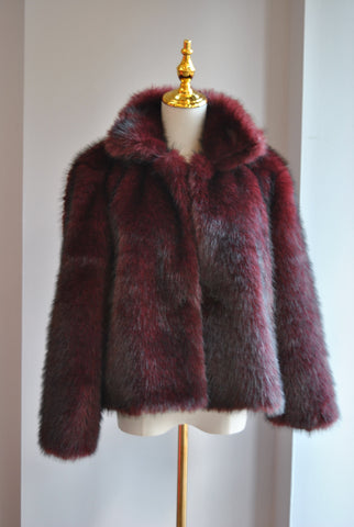 BLACK CROPPED FAUX LEATHER JACKET AND FUR