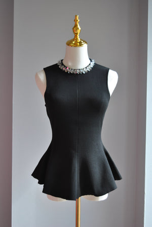 BLACK PEPLUM STYLE TOP