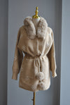 CARAMEL APLAKA COAT WITH DETACHABLE FUR