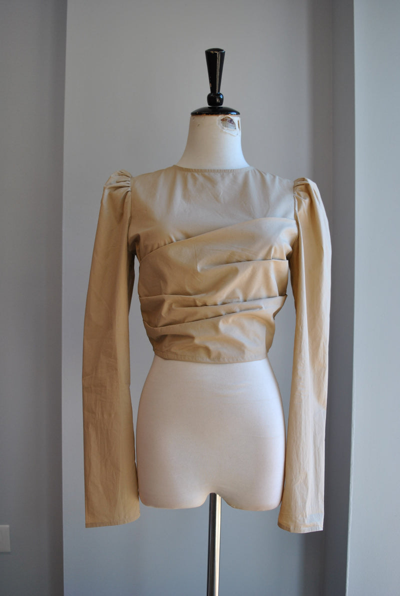 BEIGE CROPPED TOP WITH TIE OPEN BACK
