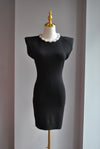 BLACK SIMPLE MINI DRESS WITH PEARLS