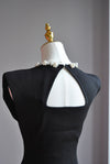 BLACK SIMPLE MINI DRESS WITH PEARLS