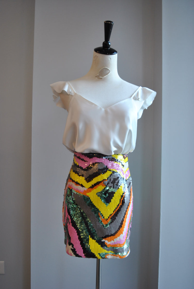 CLEARANCE - MULTICOLOR SEQUIN MINI SKIRT