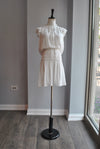 WHITE PEEK A BOO SUMMER DRESS WITH ELASTIC WAIST