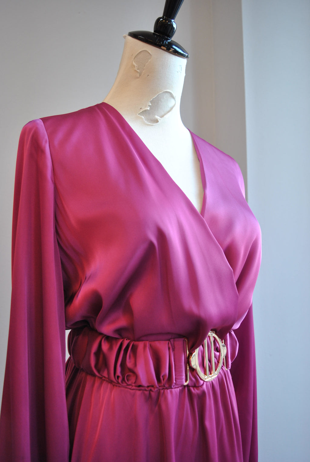 ORCHID SILKY MAXI DRESS WITH A BELT