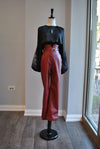 CLEARANCE - BURGUNDY HIGH WAISTED FAUX LEATHER PANTS