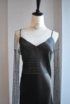 BLACK 2 PIECES DRESS WITH CRYSTAL TOP