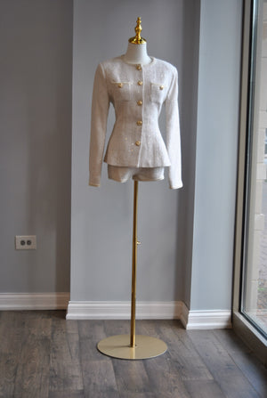 VANILLA TWEED SET OF A BLAZER AND SHORTS