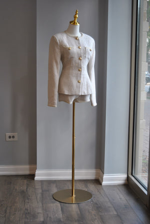 VANILLA TWEED SET OF A BLAZER AND SHORTS