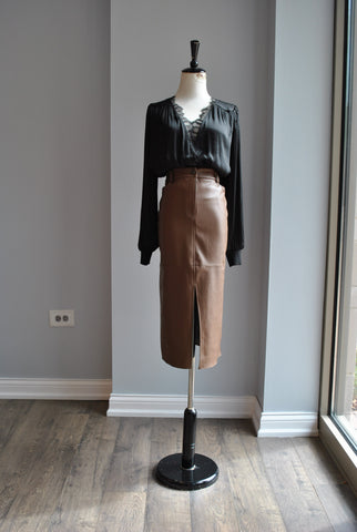 BEIGE HIGH WAISTED PANTS WITH OPEN FRONT