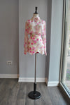 VANILLA AND FUCHSIA FLOWERS SUMMER SET OF A SKORT AND A BLOUSE
