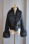 BLACK SUEDE AND FAUX FUR CROPPED JACKET
