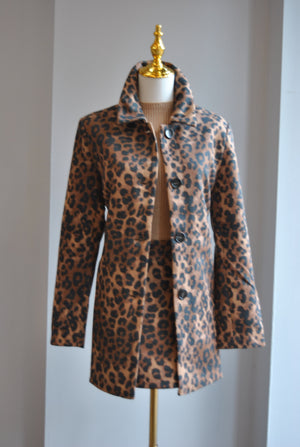 CHEETAH PRINT SUDED COAT