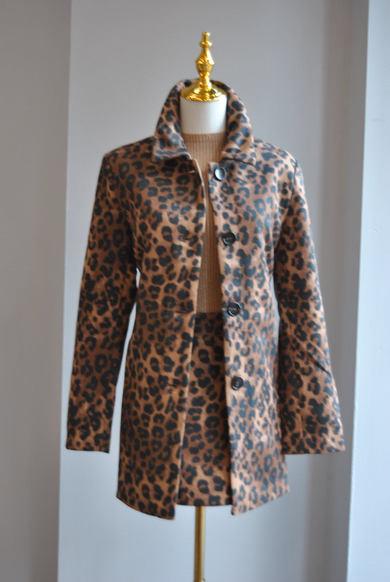 CHEETAH PRINT SUDED COAT