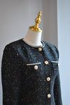BLACK TWEED AND SEQUINS SET WITH SHORTS