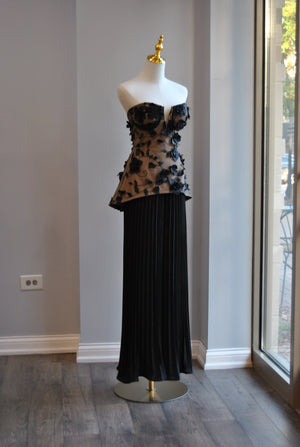 BLACK AND BEIGE SET WITH PALAZZO PLEATED