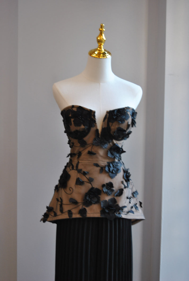 BLACK AND BEIGE SET WITH PALAZZO PLEATED
