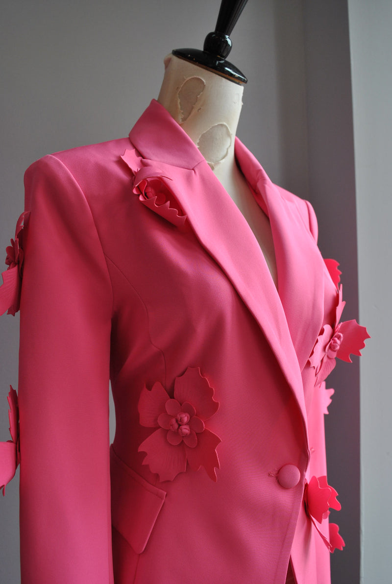 FUCHSIA PINK BLAZER WITH FLOWERS