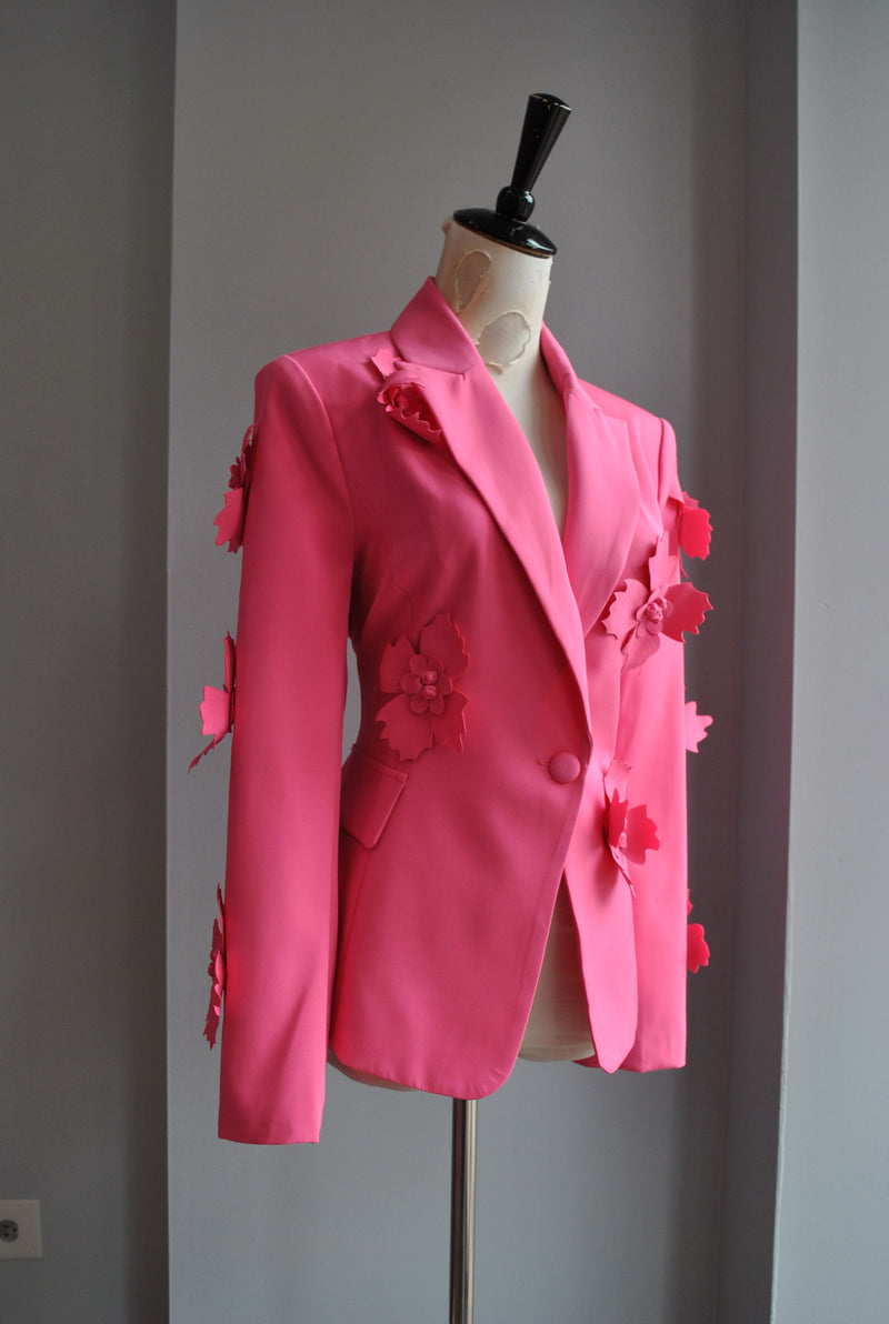 FUCHSIA PINK BLAZER WITH FLOWERS