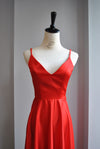 RED SILKY MIDI DRESS WITH OPEN BACK