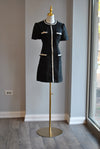 BLACK TWEED MINI A-LINE DRESS