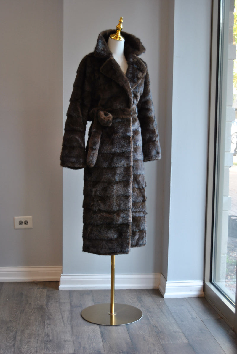 CHOCOLATE BROWN FAUX FUR COAT