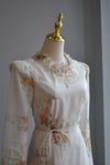 VANILLA FLOWER MIDI FIT AND FLAIR DRESS WITH A BELT
