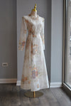 VANILLA FLOWER MIDI FIT AND FLAIR DRESS WITH A BELT