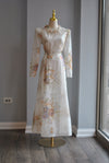 VANILLA FLOWER MIDI FIT AND FLAIR DRESS WITH A BELT
