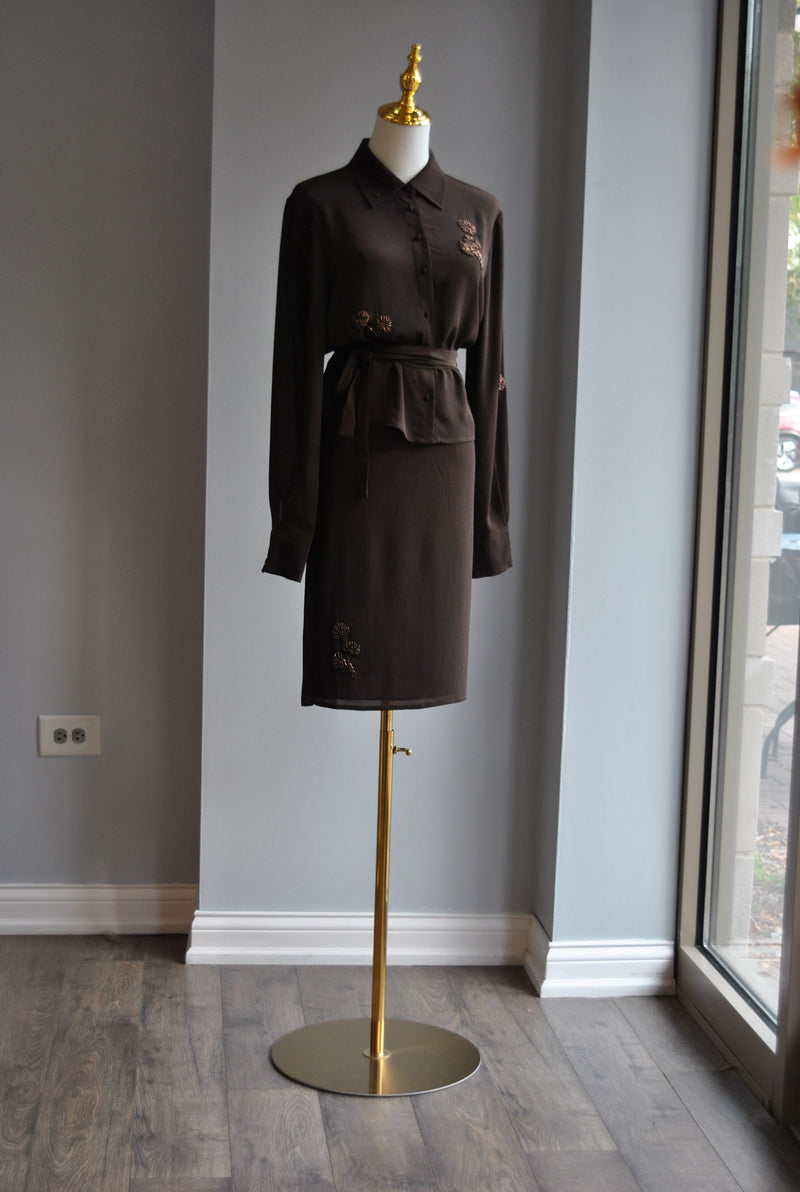 CHOCOLATE BROWN SET WITH PENCIL SKIRT
