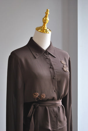 CHOCOLATE BROWN SET WITH PENCIL SKIRT
