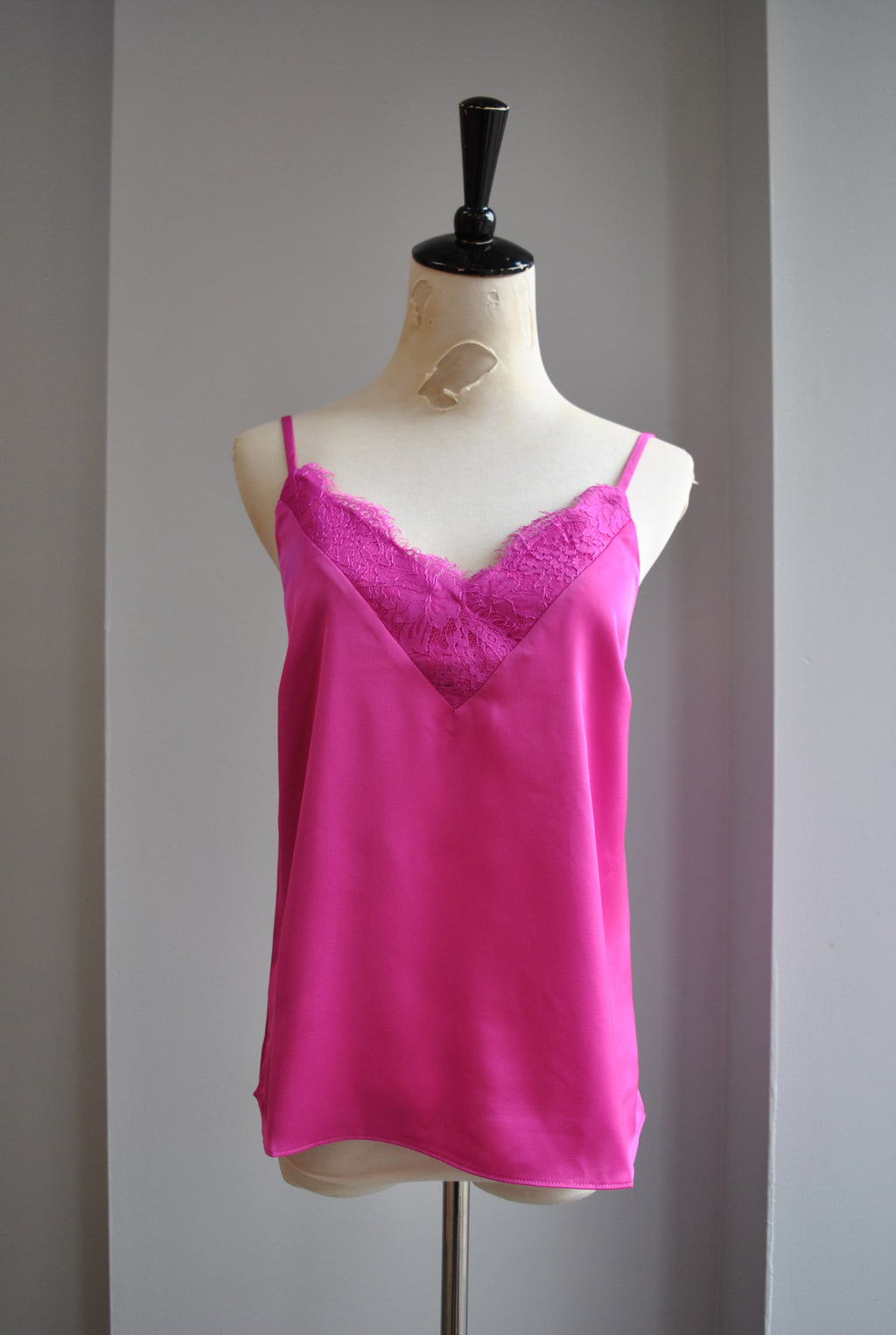HOT PINK SIMPLE CAMI WITH LACE