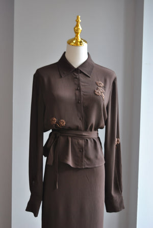 CHOCOLATE BROWN SET WITH PENCIL SKIRT